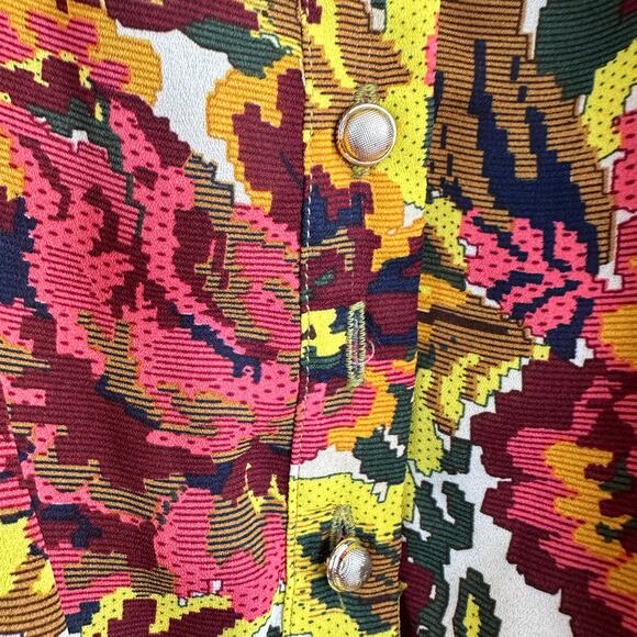 THML Womens Floral Print Button Front V-Neck Short Sleeve Flowy Dress Size M - Picture 5 of 12